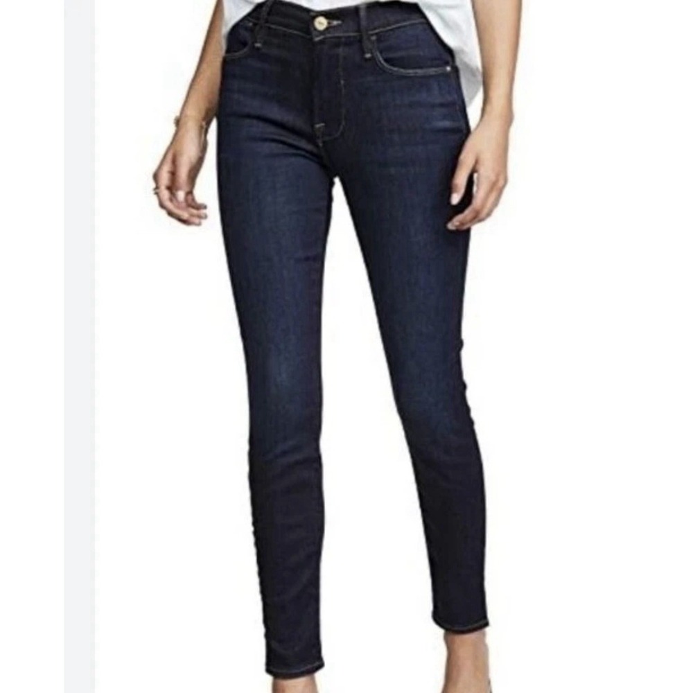 Frame Denim Le High Skinny W/Split Ankle Seam Dark Blue Jeans Size‎ 30 Women's